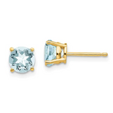14K Yellow Gold .82CTW Aquamarine Stud Earrings